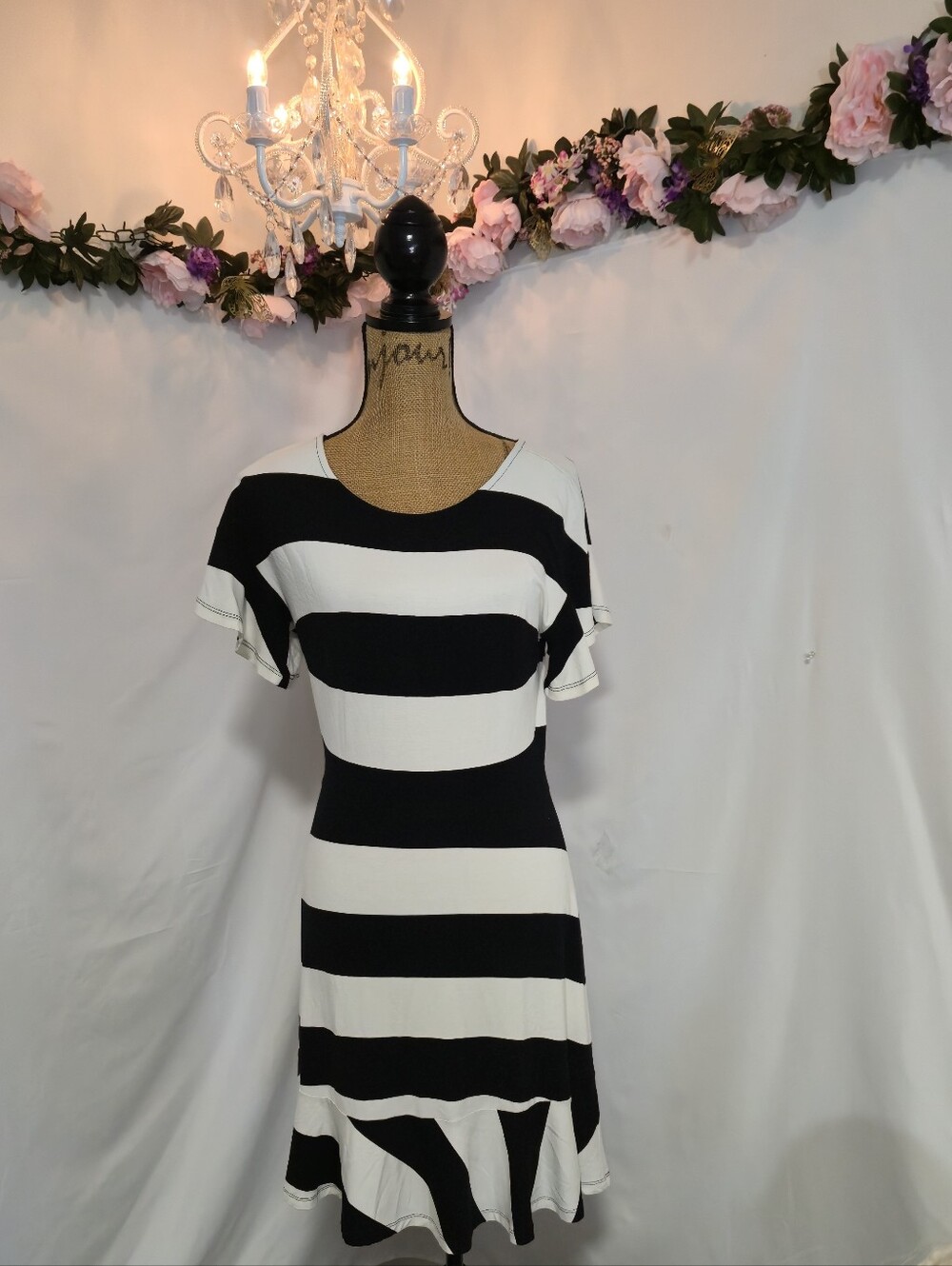 LOFT Black and White Striped Top